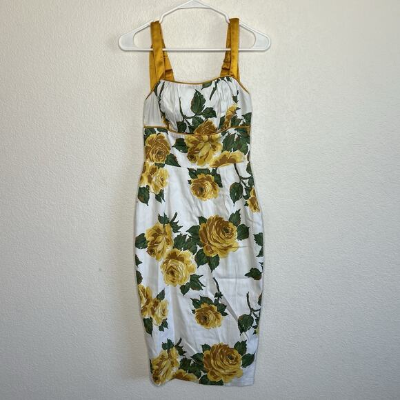 vixen micheline pitt Yellow Rose Wiggle Dress Viva Pinup Rockabilly XS New Ae11 - Picture 4 of 9